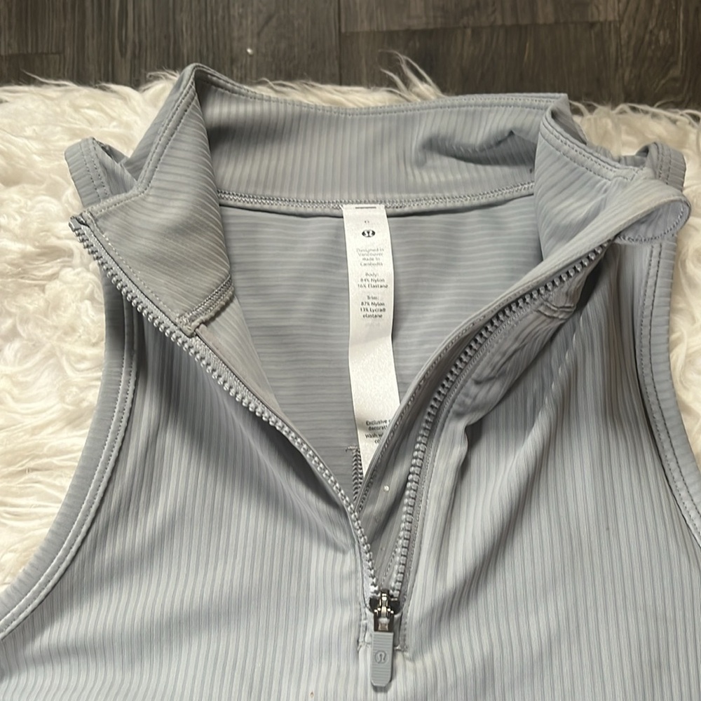 Lululemon Rib Zip-Front Cropped Run Tank Top - Picture 4 of 5